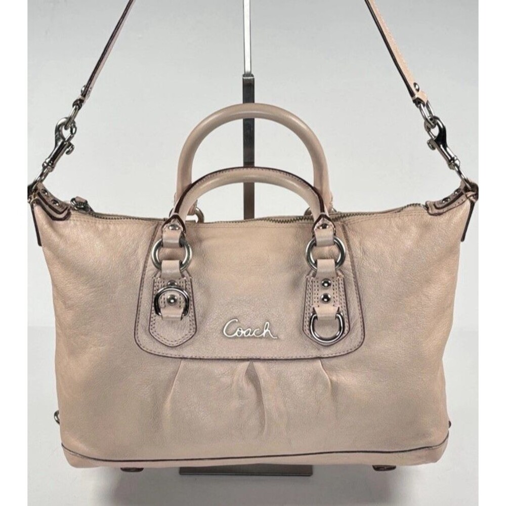 Coach Ashley Pink Leather 2way Purse Handbag Zip Convertible with dust bag - Picture 2 of 14